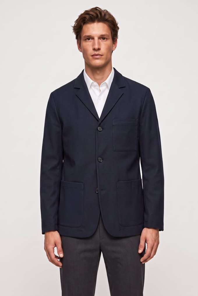 ARKET Dovas Wool Twill Jacket Blue Größe: 44 SHORT | Blazer Outlet | Herren | Blau