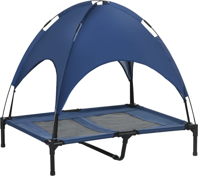 PawHut Hondenbed met luifel verhoogd hondenbed hondenligbed ademend taft-stof D04-059-1