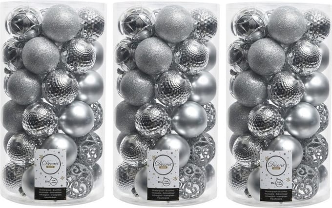 Decoris Kerstballen - 108x - zilverkleurig - 6 cm - mat en glans