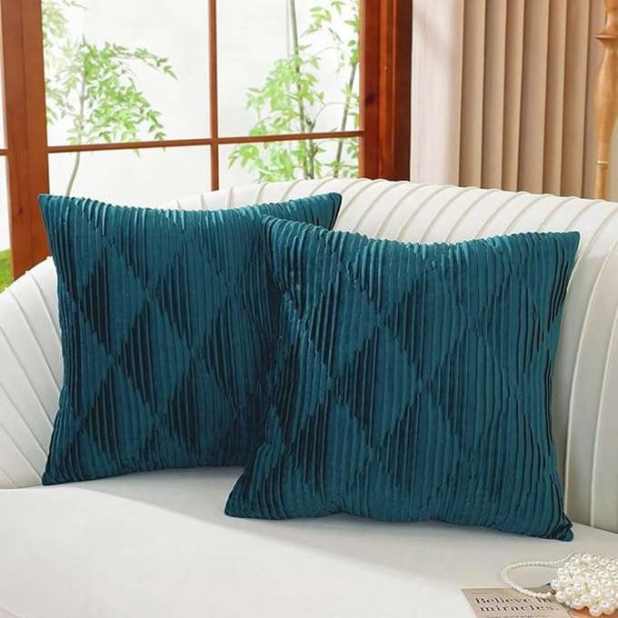 CE - Decoratieve Kussenhoes - 45x45 cm - Diepblauw - 2 Stuks