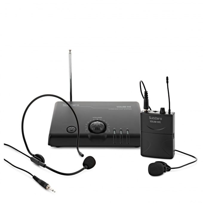 SubZero Draadloos VHF-microfoonsysteem, Headset & Lavalier