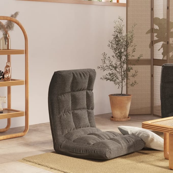 Vidaxl Opvouwbare Vloerstoel, Donkergrijs, Bekleed met Stof