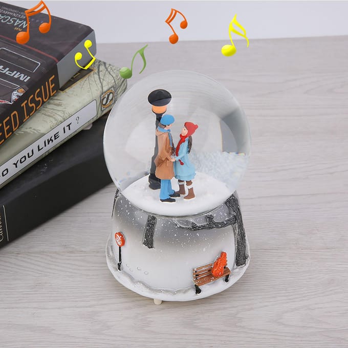 Nieuwigheid Nachtlampje Muzikale Sneeuwbol Muziekdoos Bureau Ornament white