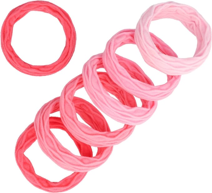 Haarsoires Haarelastieken Basic - Endless Geribbeld - Roze - Set van 7 - Eenvoudige Haar Elastieken voor Dagelijks Gebruik