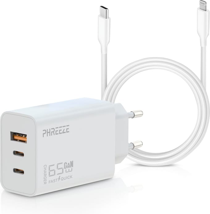 Usb C Power Adapter geschikt voor iPhone 14 13 12 11 / iPad + Lightning naar usb C kabel - 3 meter - Snellader geschikt voor iPhone / iPad