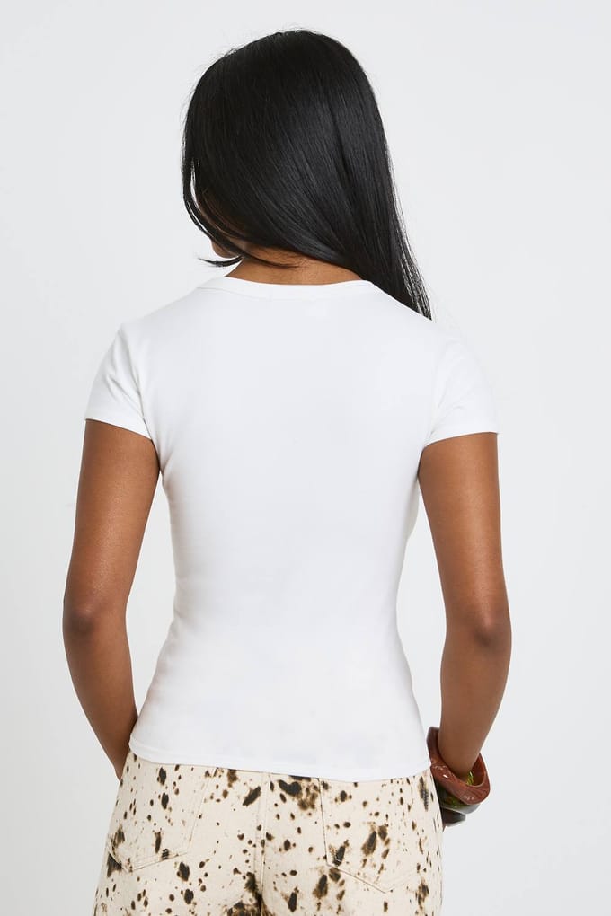 boohoo Dames Baby Tee Met Cowboylaarzen Print | Wit | Maat: Small