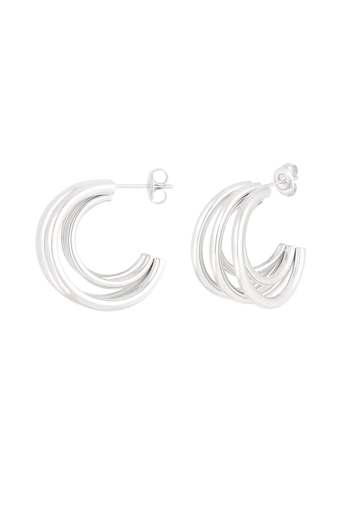 Bijoutheek Oorknoppen 5-delige Hoop Zilver