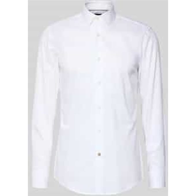 BOSS Hank slim fit overhemd - popeline - wit - Strijkvriendelijk - Boordmaat: 40