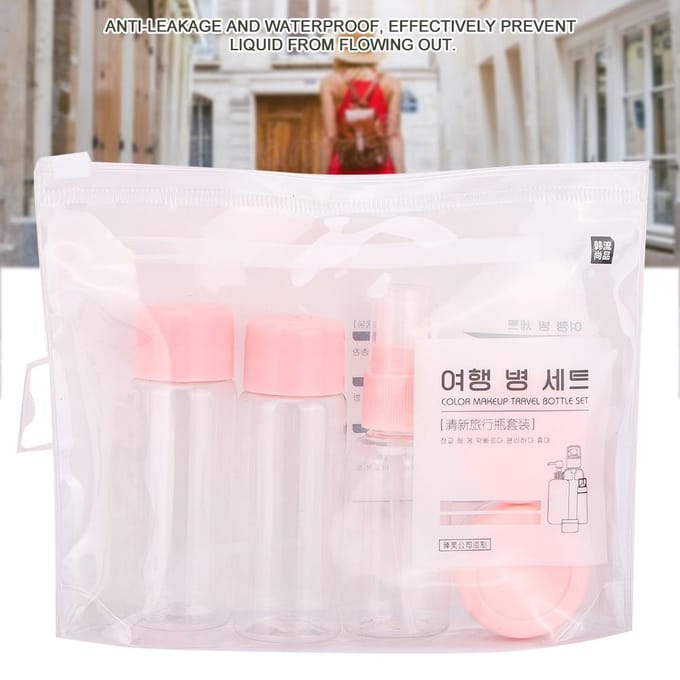 Bouteilles de pulvérisation de maquillage transparentes, conteneur vide de Lotion, Kit de voyage 6 pièces white