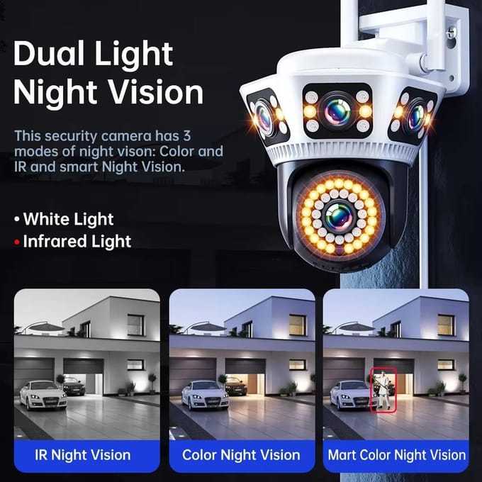 Caméra WiFi Extérieure 6K Caméra de Sécurité Triple Écran Audio Bidirectionnel Détection de Mouvement CCTV Surveillance Sans Fil Caméra IP Yoosee 6K Camera