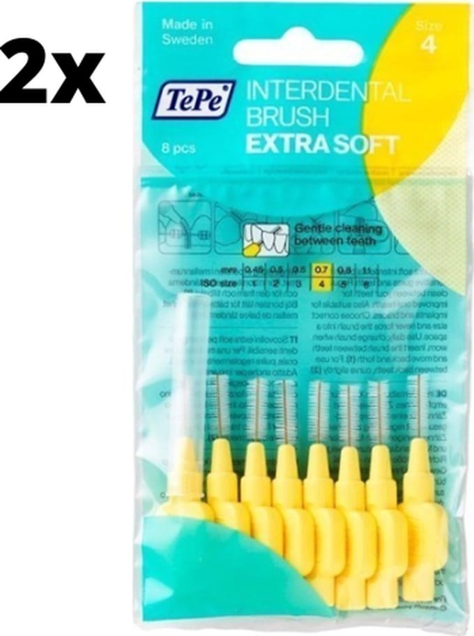 TePe Extra Soft Lichtgeel 0,7mm - 2 x 8 stuks - Voordeelverpakking