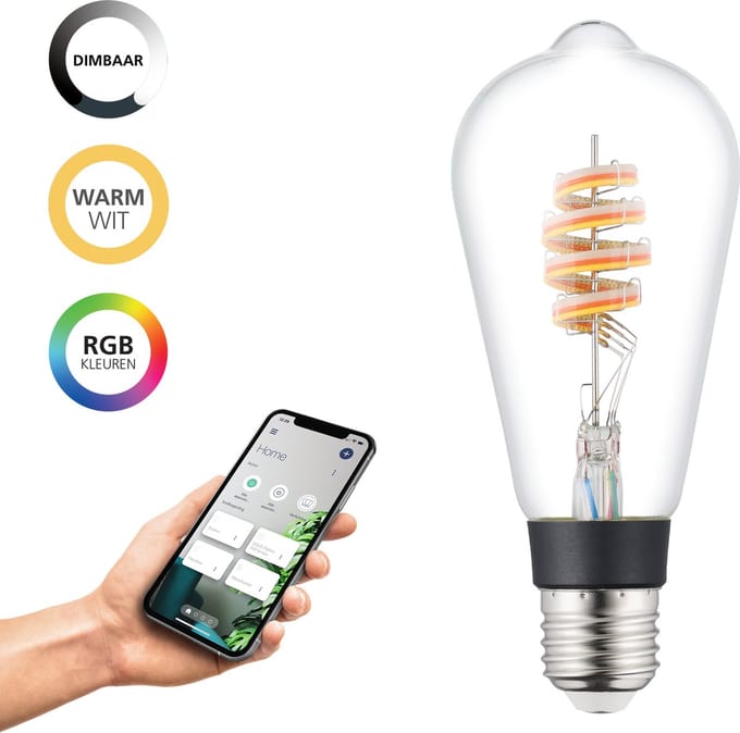 EGLO connect.z Smart LED Lamp - E27 - Ø 6,4 cm - Helder - Instelbaar RGB licht - 3000K - Dimbaar - Zigbee
