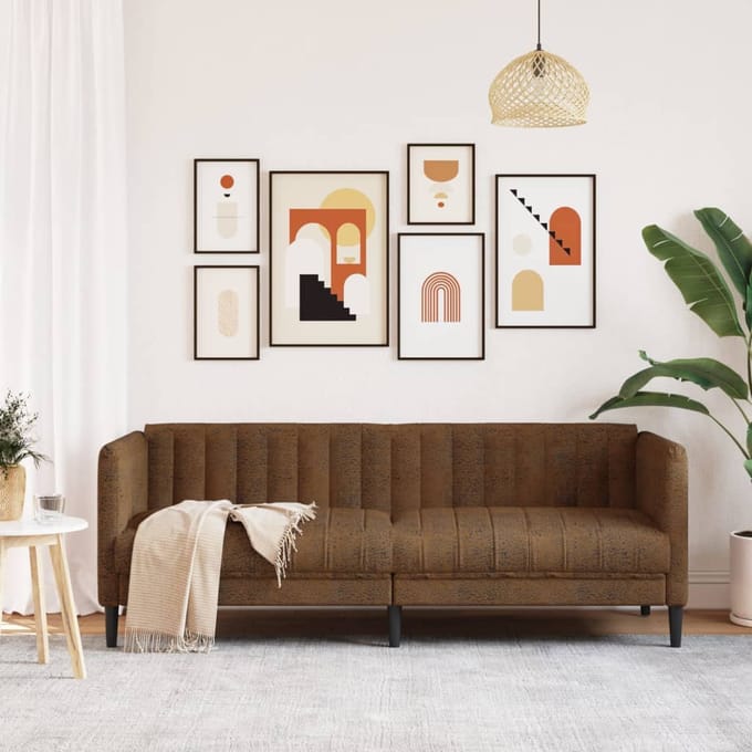 vidaXL - Driezitsbank - kunstsuède - bruin