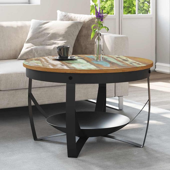 vidaXL - Salontafel - Ø - 68x43 - cm - massief - gerecycled - hout
