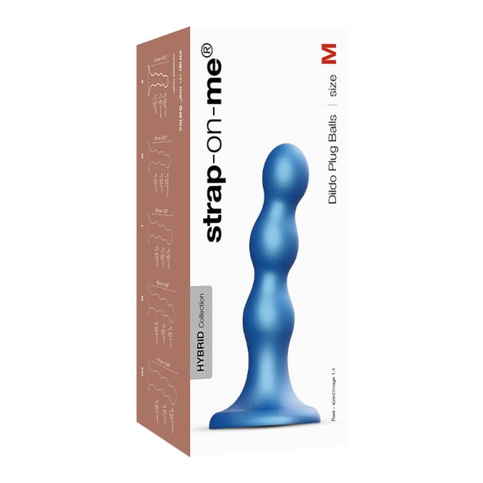 Strap-On-Me - Dildo Plug Balls - Metallic Blauw M