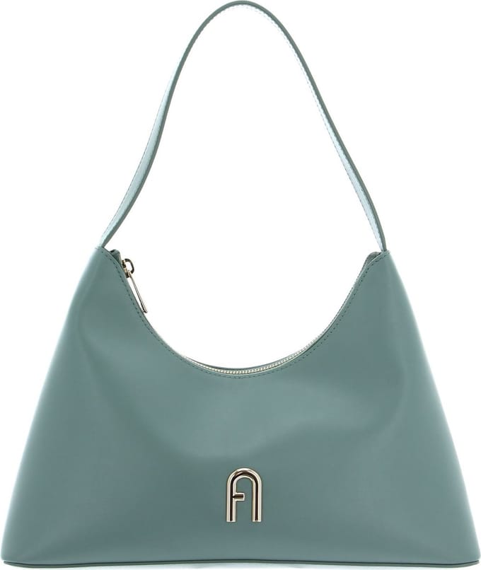 FURLA Leren Schoudertas Diamante Shoulder Bag Mineral Green Mintgroen