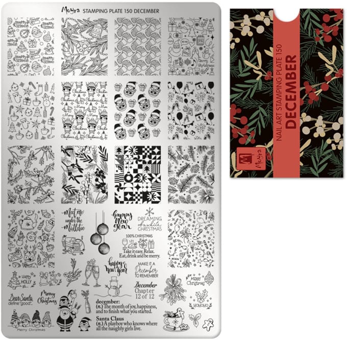 Moyra Stamping Plate 150 DECEMBER + Gratis Try-on Sheet