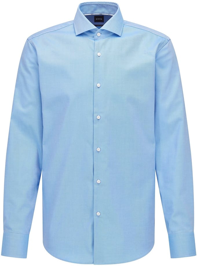 BOSS Joe regular fit overhemd - structuur - blauw - Strijkvriendelijk - Boordmaat: 43