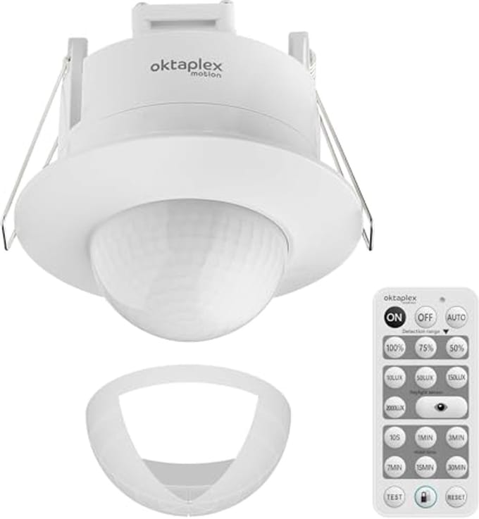 Inbouw Bewegingsmelder 360° met Afstandsbediening - Infrarood Aanwezigheidssensor voor Binnen