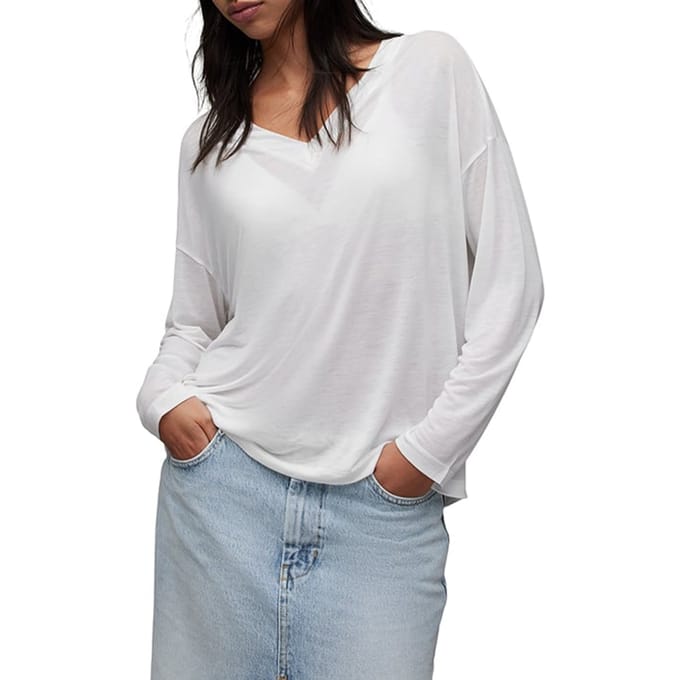 AllSaints Kati Tee White Maat: XS | Longsleeves Outlet | Dames | Wit