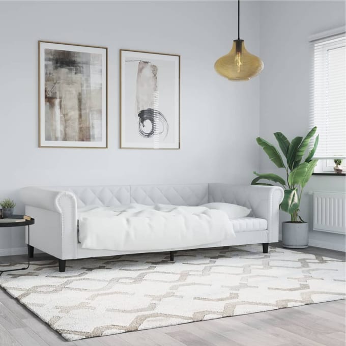 Vidaxl Bank Met Slaapfunctie, Wit, 100X200 Cm, Kunstleer