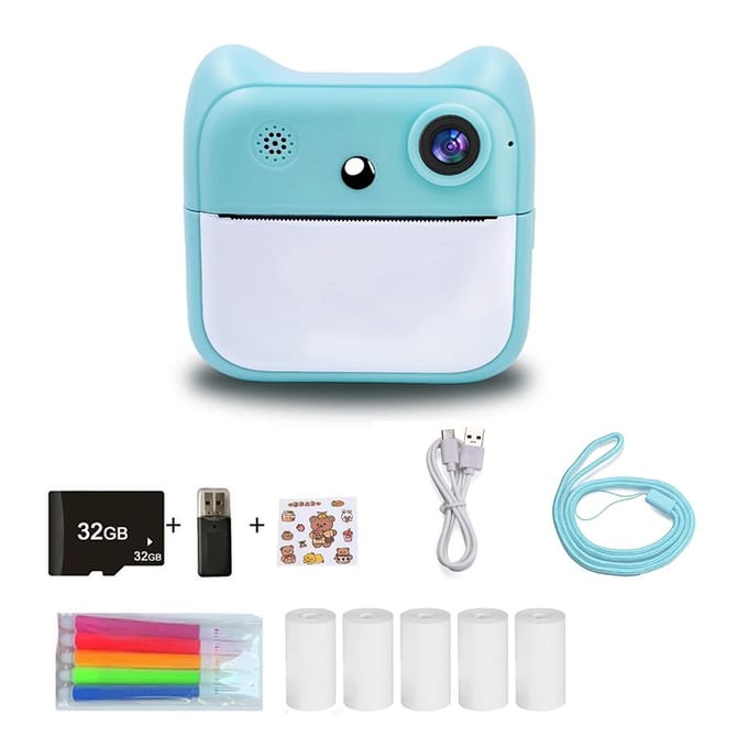 Kids Instant Print Camera 2400W HighClear Digitale Camera met 2.4IPS Scherm Cartoon Inktloos Set B