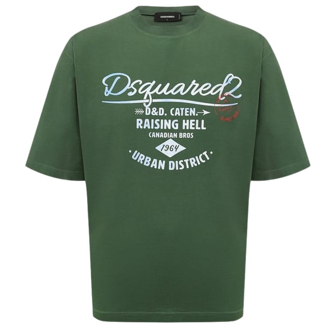 Dsquared2 Branded Raising Hell Logo Groen T-shirt