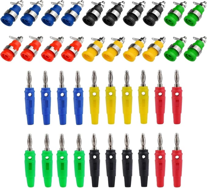 40 Stuks 4mm Banaanstekkers in 5 Kleuren voor Elektrische Aansluitingen