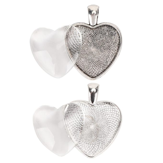 60 stuks Hangerbakjes Hartvormige Hangerzetting Cabochon Basiszetting met Glazen Cabochon white