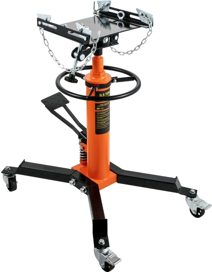 Hydraulische transmissiekrik, capaciteit 1100 lbs, 2-traps verticale heffing