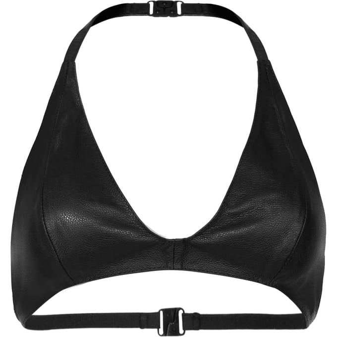 Rimba Bondage Play - Leren BH Top met Clipsluiting Achter - Zwart