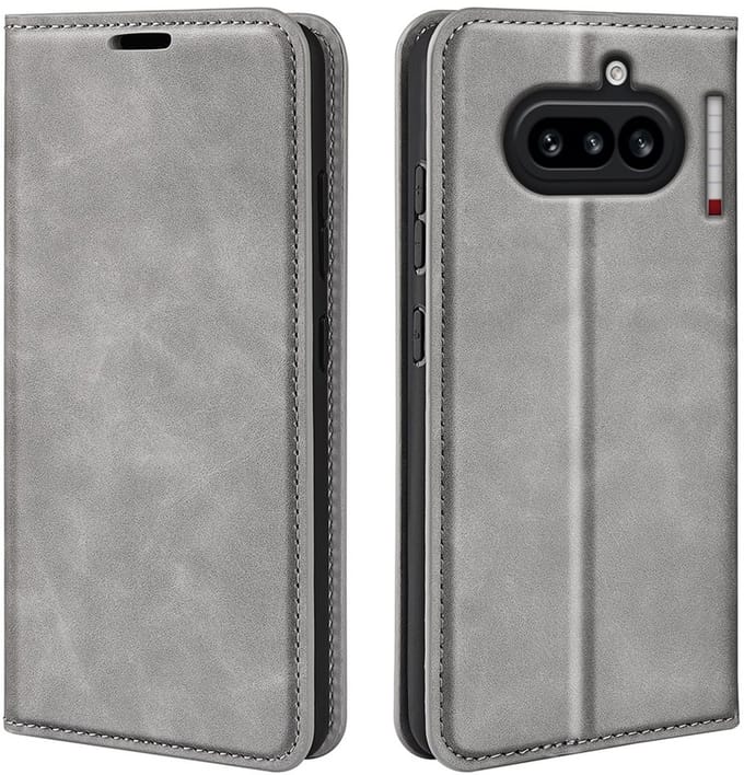 MobyDefend Hoesje - Geschikt voor Nothing Phone (4a) - Luxe Wallet Bookcase (Magnetische Sluiting) - Grijs