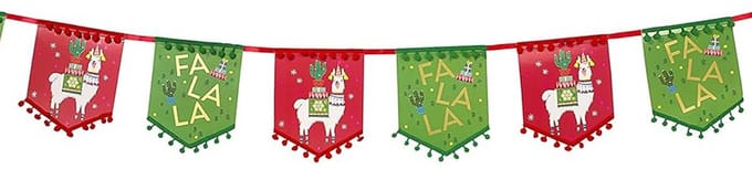 TALKING TABLES - Kerst lama slinger van karton 4 m met vlaggetjes