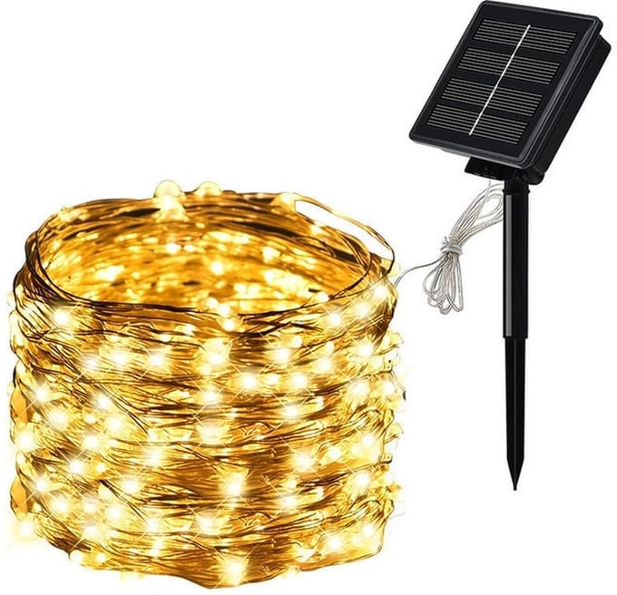 Lichtdraad Kerstverlichting - 30 Meter - Zonne-energie - Warm Wit - Solar Verlichting