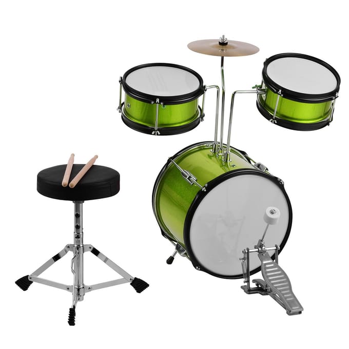Kinderen Kinderen Junior Beginners 3-delige Drumstel Drums Kit Percussie Muziekinstrument met Bekken zwart