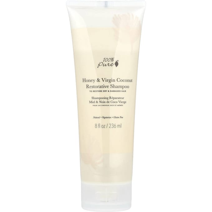 100% Puur, Honing & Virgin Kokos Herstellende Shampoo, 236ml(8 fl oz) white