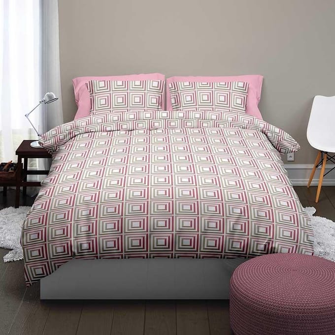 Satin d'Or dekbedovertrek Tiles Rose-240x200/220