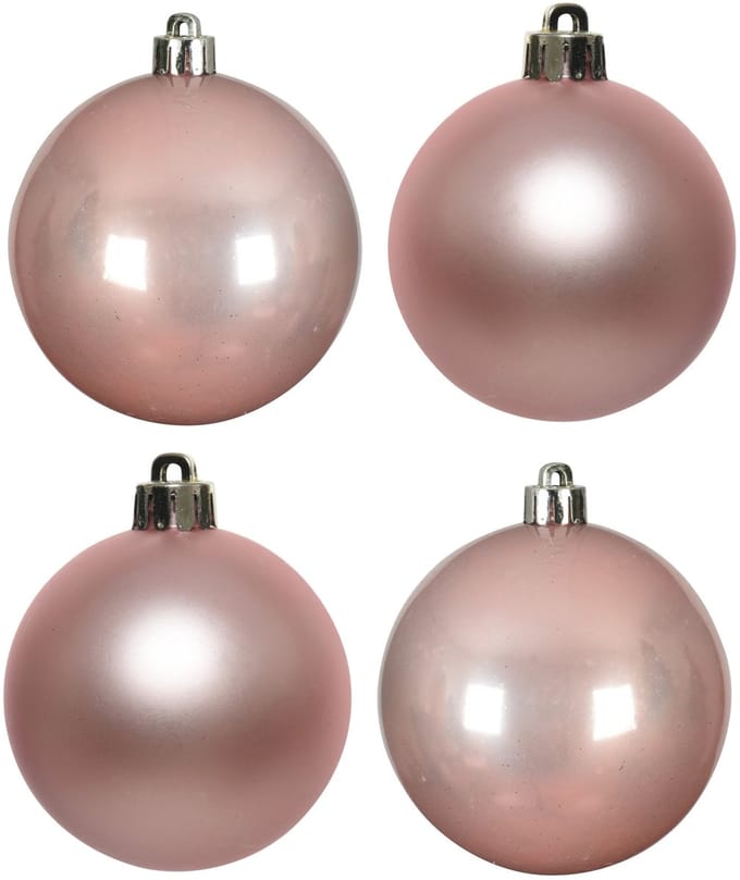 Decoris Kerstballen - 4x st - lichtroze - 10 cm - kunststof - kerstversiering