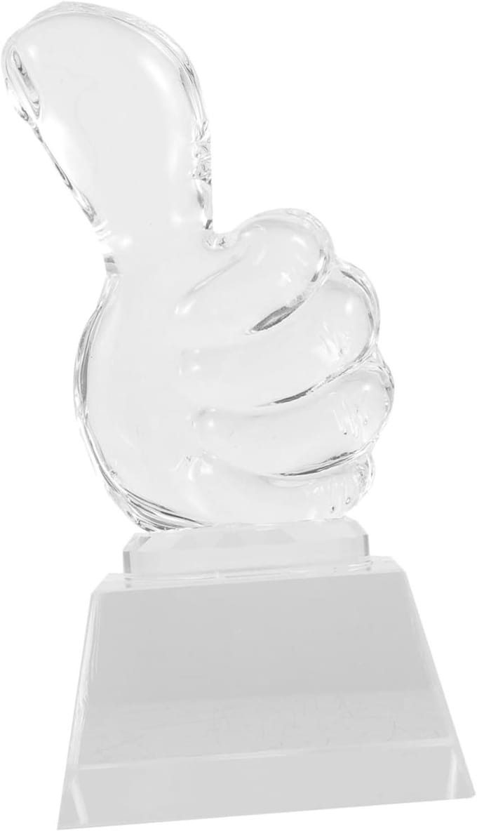 Duim Trofee Beker - Voetbal Prijs - Wedstrijd Belonen - Duim Vorm Design - 14x7cm - Gekleurd