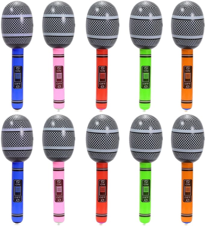 Set van 10 Opblaasbare Microfoons voor Feesten en Rockthema