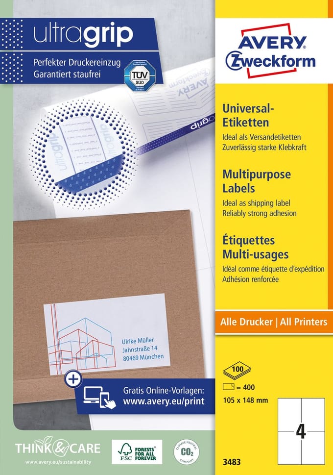 Avery printeretiketten 3483