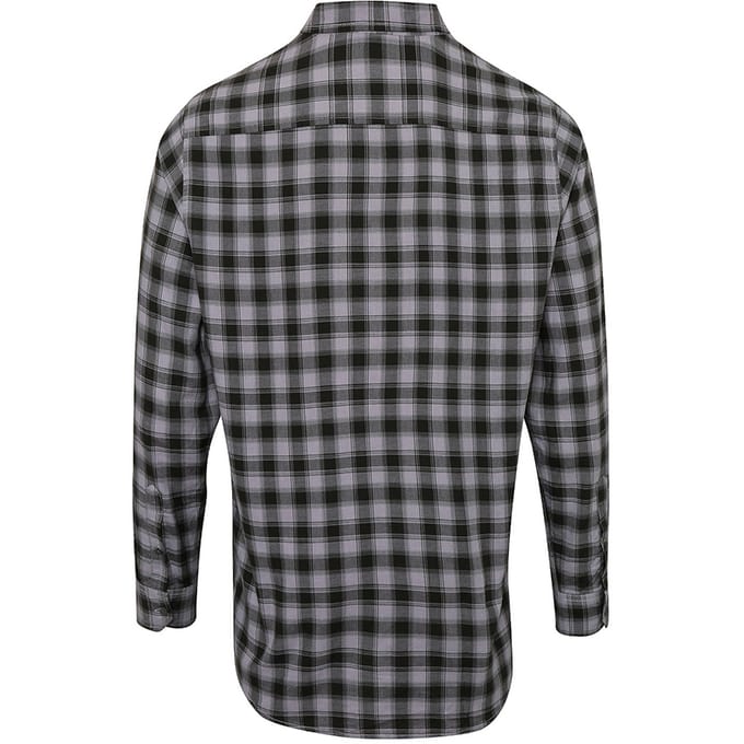Premier Heren Mulligan Check shirt met lange mouwen (Staal/Zwart)