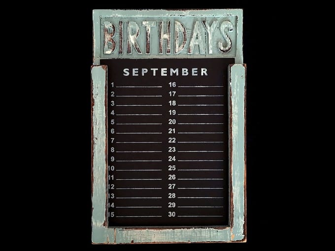 Verjaardagskalender 28x18cm zee blauw