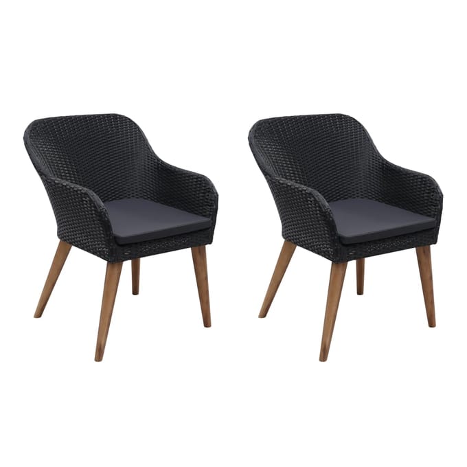 vidaXL - Tuinstoelen - 2 - st - met - kussens - poly - rattan - zwart