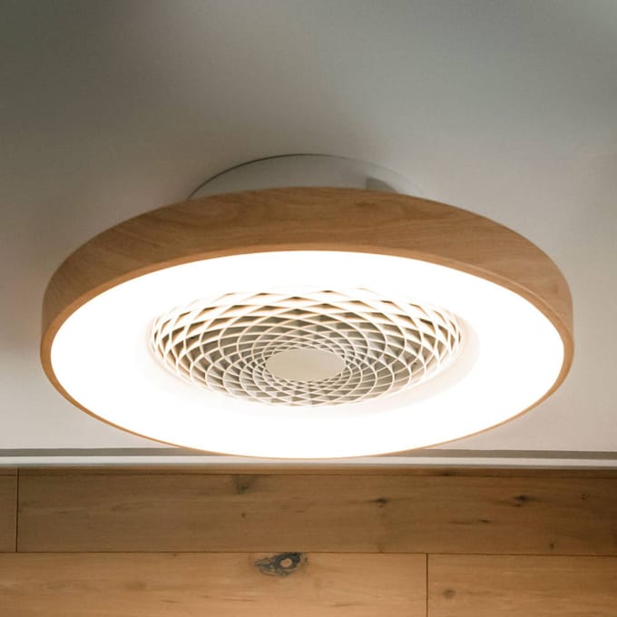 Mantra Iluminación Smart LED plafondventilator Tibet, houtkleur, stil, Ø 65 cm