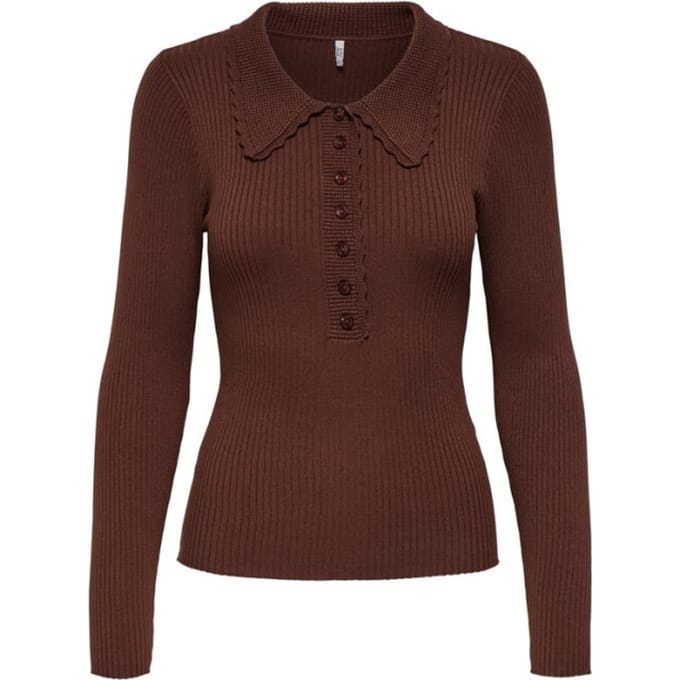 Jacqueline de Yong Trui Jdyada L/s Collar Pullover Knt 15356186 Cherry Mahogany Dames Maat - L