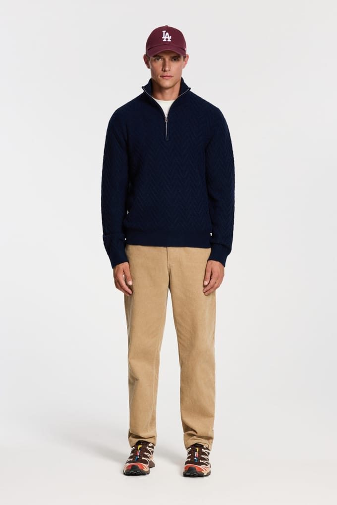 Shiwi Pike Relaxed Fit Zigzag Pullover Blue Dark Navy Taglia: M | Maglioni a maglia Outlet | Uomo | Blu