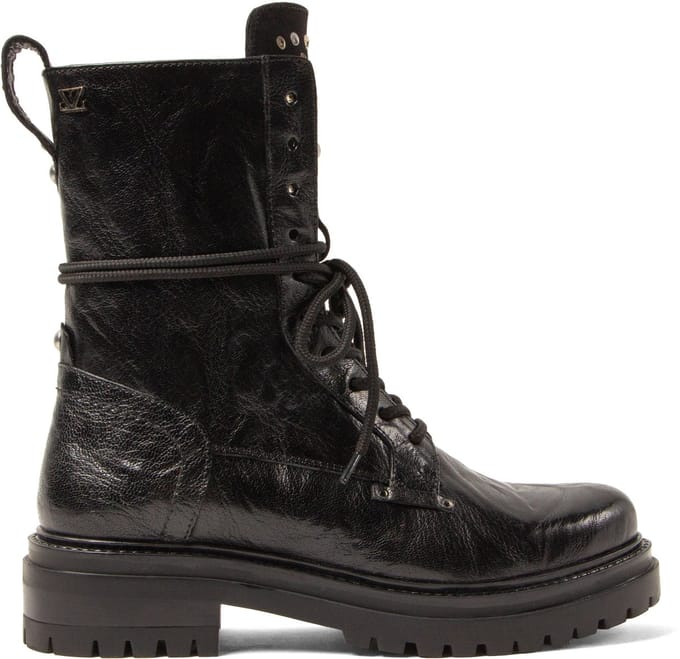 Lazamani - Lex Dames Veterboots Leer Black - Maat 40
