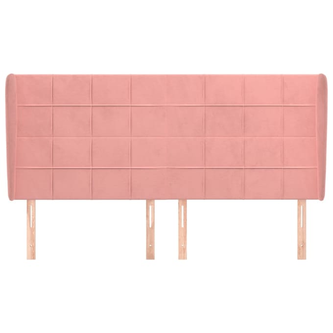vidaXL - Hoofdbord - met - randen - 203x23x118/128 - cm - fluweel - roze
