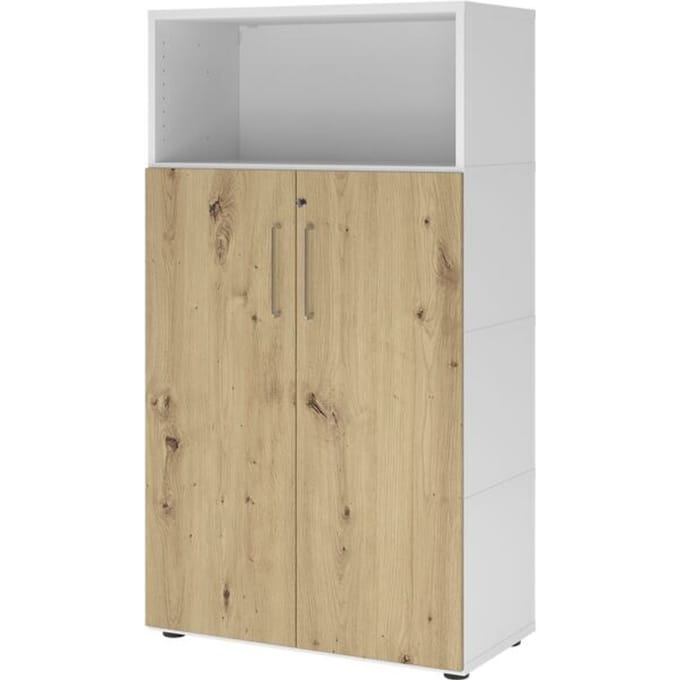 FlexWall | 4 OH | deuren + kast | met verstelbare poten - Wit/Essen-Eik
